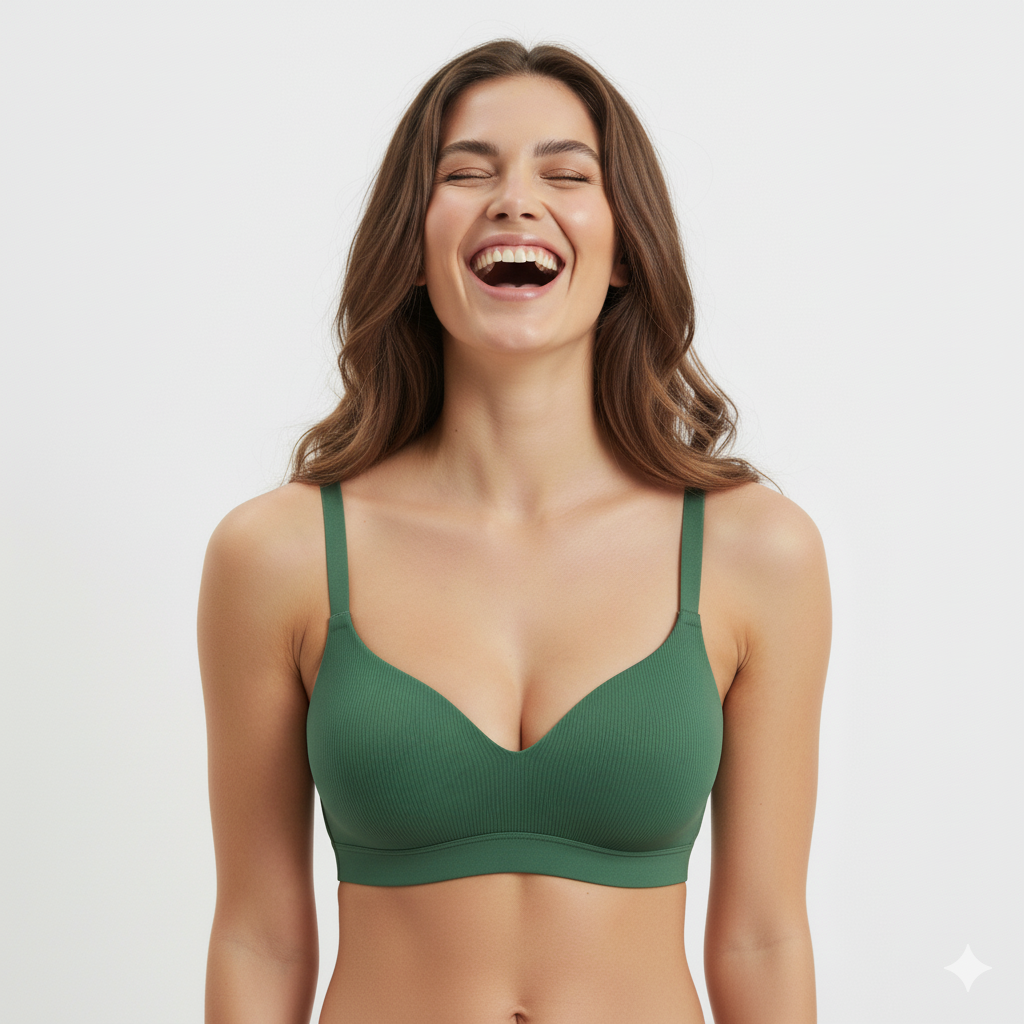 woman wearing elegant lace bralette for daily comfort