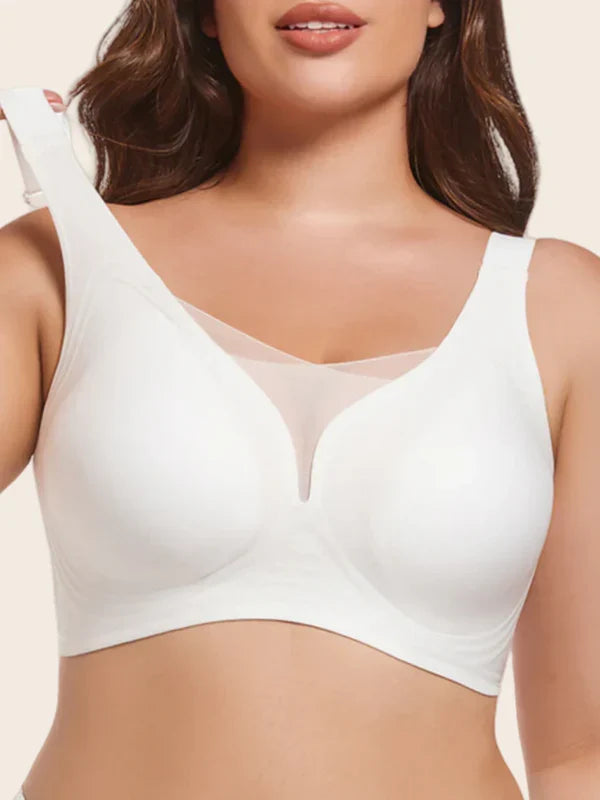 Deep V Mesh Bra – Seamless No-Show Fit with Wireless Support