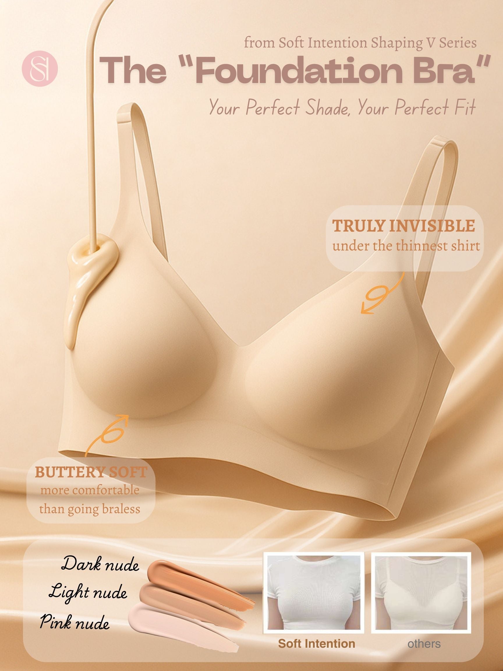 V Neck Jelly Bra with Back Clasp