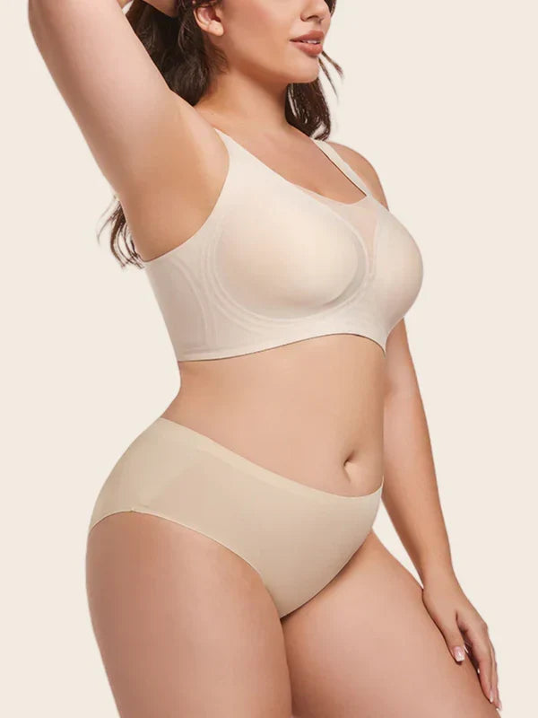 Deep V Mesh Bra – Seamless No-Show Fit with Wireless Support