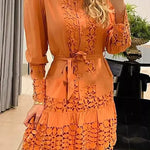 A Toast To Myself Lace Patchwork Shirt Dress