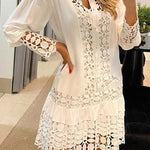 A Toast To Myself Lace Patchwork Shirt Dress