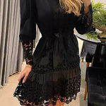 A Toast To Myself Lace Patchwork Shirt Dress