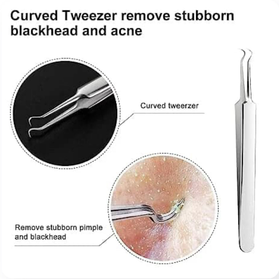 Professional Facial Blackhead Remover Tweezers (3Pcs+Box)