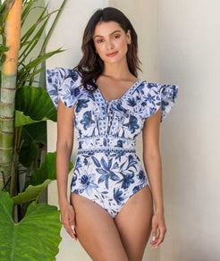 Quick-Dry One Piece Swimsuit with Skirt